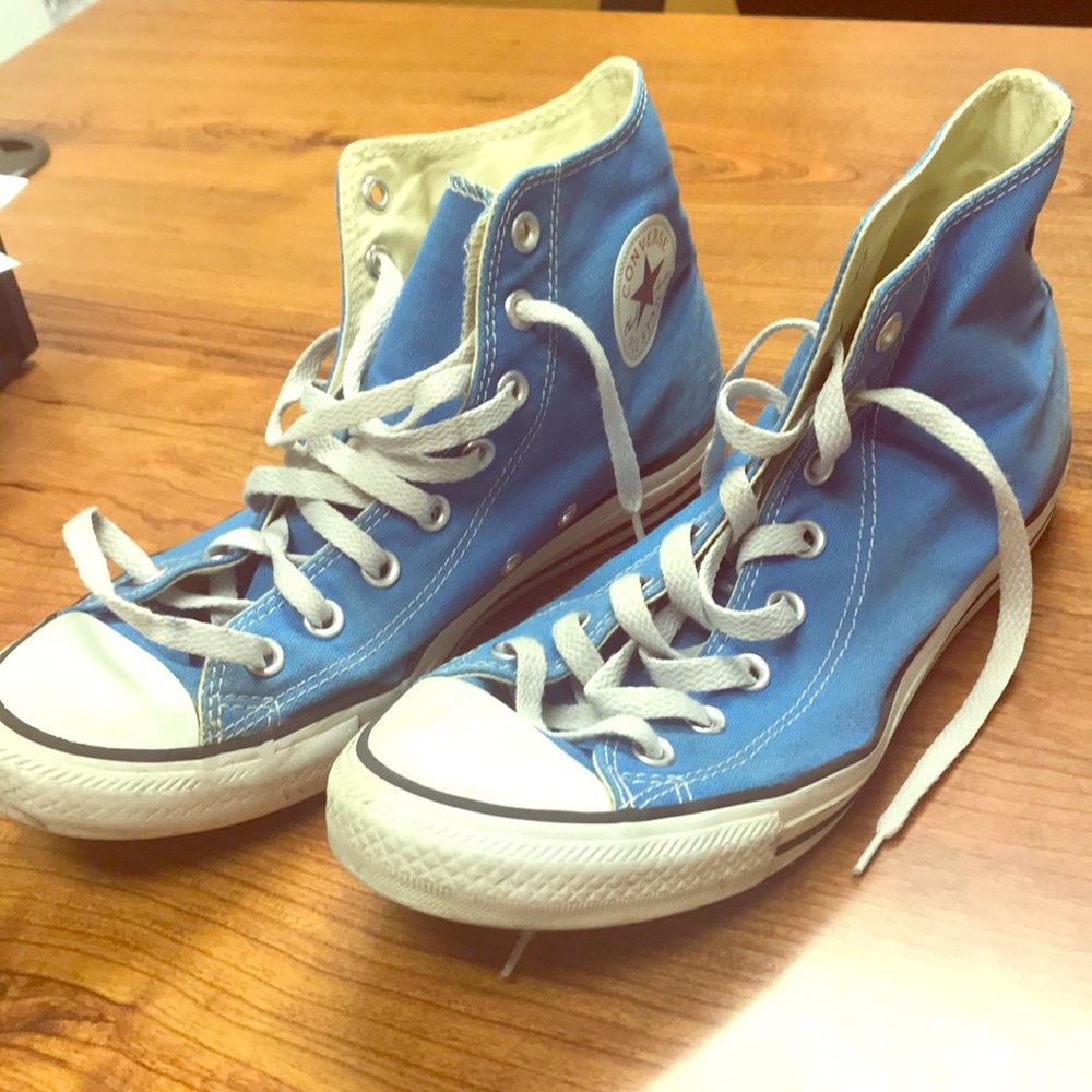 Blue Converse High Top unisex M8/W10 slightly worn